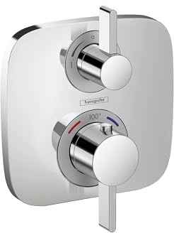 hansgrohe Ecostat E Modern Thermostatic Shower Valve Trim with Temperature Control in Chrome, 15707001