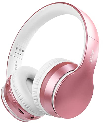iFecco Cascos Bluetooth Diadema, Estéreo Música Auriculares Cerrados Inalámbricos Plegables HiFi con Micrófono Incorporado y Cable, Soporte Micro SD/TF/FM, para Móviles/TV/PC/MP3
