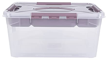 Keeeper Scatola di Conservazione con Coperchio e Inserto, 39 x 29 x 18 cm, 15,3 l, Hubert+Hilda, Trasparente/Taupe