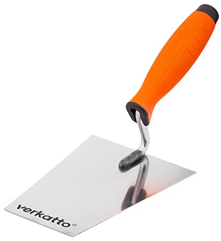 Mivos Truelle de Maçon Trapézoïdale en Acier Inoxydable - 160 x 75 mm - Trapèze - Spatule de Plâtrier 160 mm avec Poignée en Caoutchouc - Outil pour Travaux de Maçonnerie - Fabriqué en UE