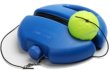 Hpamba Tennistrainer Tennis-Rebound Tennis-Trainer Set Elastisches Tennistraining Tennistrainer mit Ball Kunststoff Tennistrainer für Anfänger, Kinder und Erwachsene Solotraining 1 Stück (Blau)