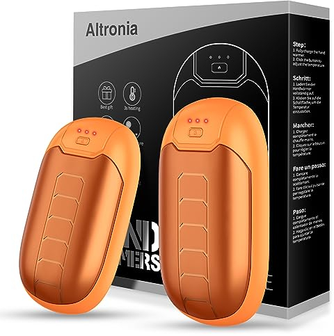Altronia 2 in 1 Magnetisch Handwärmer - 3 Gänge Sind Einstellbar Tragbar Elektrisch Taschenwärmer Wiederverwendbar, für Outdoor-Sport, Ski, Camping, Warmes Geschenk für Frauen, Männer
