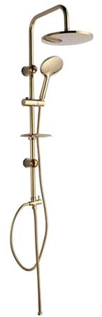 Vetrineinrete® Colonna doccia moderna saliscendi con soffione rotondo doccetta telefono e portasapone per box doccia oro