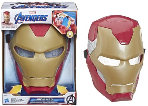 Marvel Avengers Iron Man Flip FX Mask Age 5+ with Flip-Activated Light Effects, Gifts for Kids, Rosso