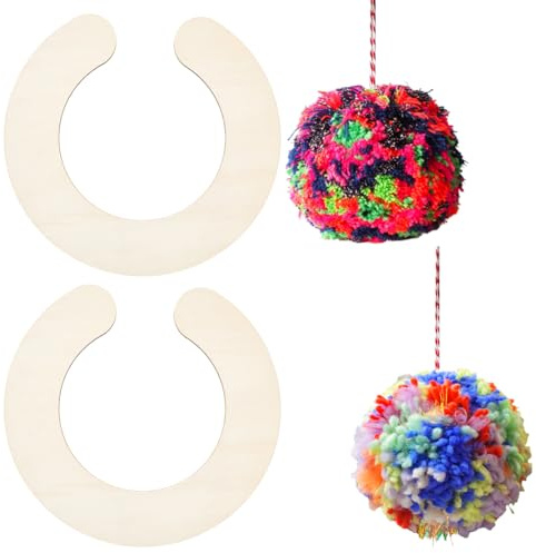 BENECREAT 2Pcs Wooden Pompom Maker, Semicircle Wool Ball Making Tool, 25x24cm