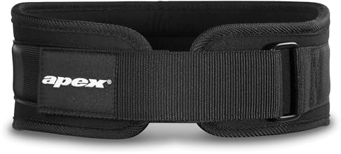 Apex by Marcy Contoured Weightlifting Belt with Flexible Foam Core, Durable Nylon Exterior, Adjustable Fit – Ideal for Strength Training, Deadlifting, Powerlifting, and CrossFit (Large)