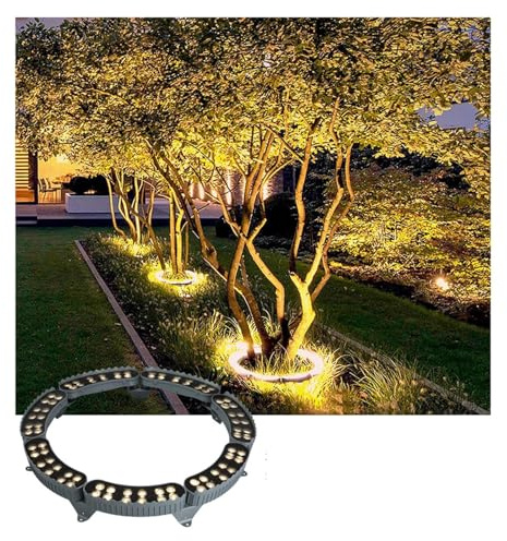 GUODDM Lampade LED per alberi, illuminazione ad anello per alberi AC220V, illuminazione esterna impermeabile IP65, illuminazione da giardino colorata per cortile(A-Warm White,1PCS(12W))