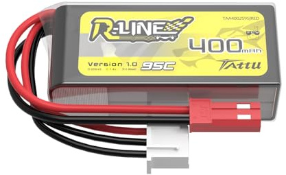TATTU R-Line 400 mAh 7,4 V 2S 95C LiPo batteri med JST-SYP-kontakt för FPV Tinywhoop drönare