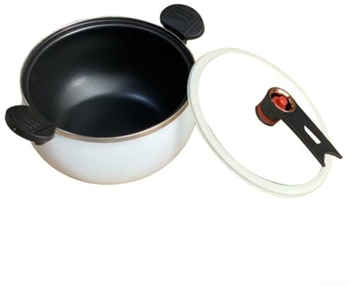 Eawfgtuw Olla a presión esmaltada de 8 L, olla a presión Express de gran capacidad, para cocinar en casa y hacer sopa (blanco plateado)