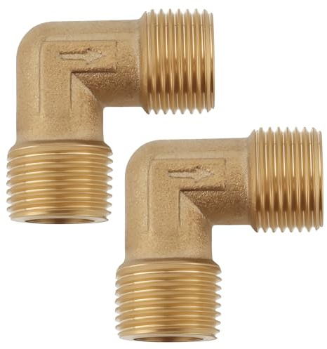 Create idea 2 Conectores de Latón con Codo de 90 Grados Y Rosca Macho de 16,5 Mm Adecuados para Compresores de Aire Sin Aceite