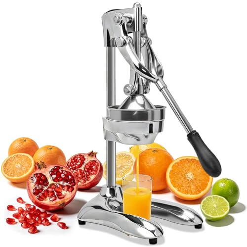 Manual Juicer, Heavy Duty Stainless Steel Hand Juicer Press, Lemon Squeezer for Pomegranates, Orange, Lime