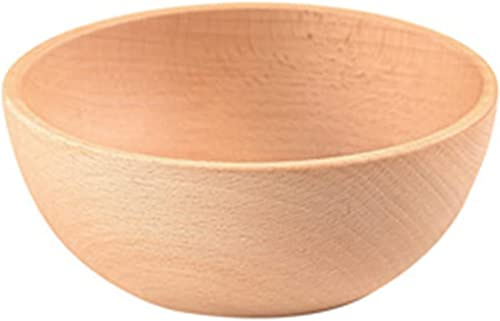 Träskål for frukt, salladsskål, skål, platt soppskål, bunaskål, nudelskål, mitten av skålen, hem, hotell, rund träskål, naturlig(13.5x6cm)