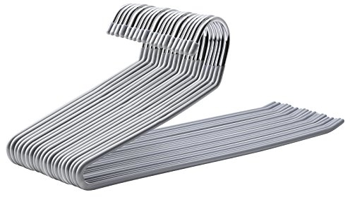 SONGMICS 20 Stück Hosenbügel aus Metall, Kleiderbügel mit offenem Ende und rutschfester Beschichtung, platzsparend, 38 cm breit, Grau CRI04G-20