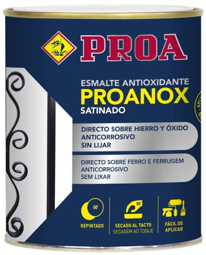 Esmalte antioxidante directo sobre óxido. SATINADO. Marrón Ral 8016. 250 ML. Pintar sobre hierro y óxido sin necesidad de imprimación. PROANOX.