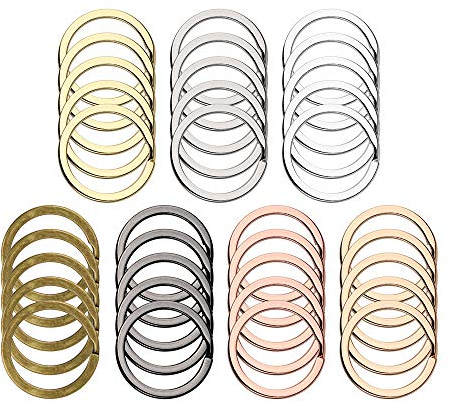 Flache Schlüsselanhänger Ring, Tiberham Rund Metall Split Schlüsselringe für Home Auto Office Schlüssel Befestigung, Arts & Crafts DIY Zubehör, 28 mm, 7 Farben, 35 Stück