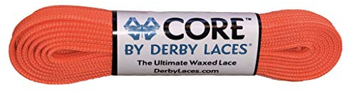 Derby Laces CORE Narrow 6mm Waxed Lace for Figure Skates, Roller Skates, Boots, and Regular Shoes (Fluorescent Orange, 72 Inch / 183 cm)