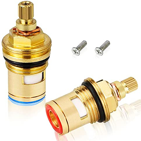 WJMY Valvula Grifo Ceramico Grifo Valvula, Repuesto de Cartucho de Disco de Cerámica para Agua 1/2(1 par Caliente & Frío)