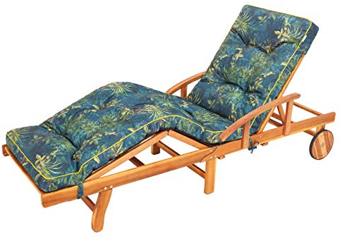 Bjird Liegenauflage, Auflage für Gartenliege 200 x 55 x 8 cm, Auflagen für Deckchair, Polsterauflage für Sonnenliege, Kissen für Liegestuhl, gesteppt - Grüne Wiese