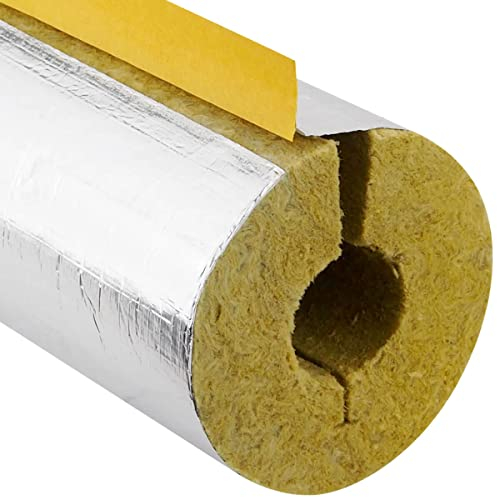 Sanitärshop Baustoffe & Sanitär Set: 10 Stück 35x20mm Steinwolle Rohrisolierung Rohrschale alukaschiert Dämmschichtdicke 20 mm Armacell 100% Isolierung für Warmwasser und Heizungsleitungen