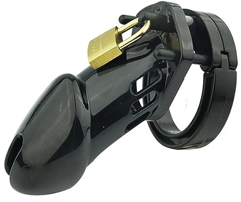 MalMale Chastity Cage, Plastic Lightweight Cock Cage Device Sex Toys for Man with 5 Sizes Rings (Black)