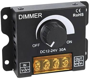 UNIVERSO DIMMER INTERRUTTORE CON MANOPOLA PER STRIP LED MONOCOLORE DC12/24V POTENZA MASSIMA 720W