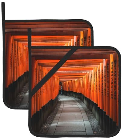 Fushimi Inari Taisha-Druck-Topflappen, Hot Pads, hitzebeständig, rutschfest, für Küche, Kochen, Grillen, 2 Stück