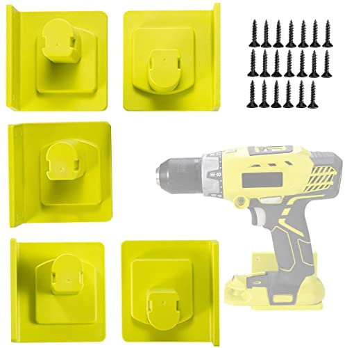 Littleduckling 5 Packs Tool Mount Holder Plastic Electric Tool Battery Dock Holder for 18V Battery Tool Heavy Duty Power Tool Hanger with Screws for Workshop Garage
