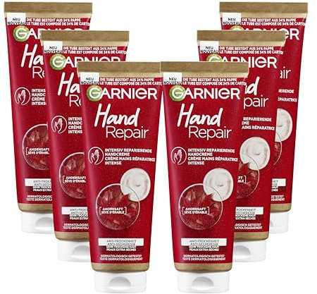 Garnier Hand Repair Intensiv reparerande handkräm anti-torrhet för mycket torr hud, 6 x 75 ml