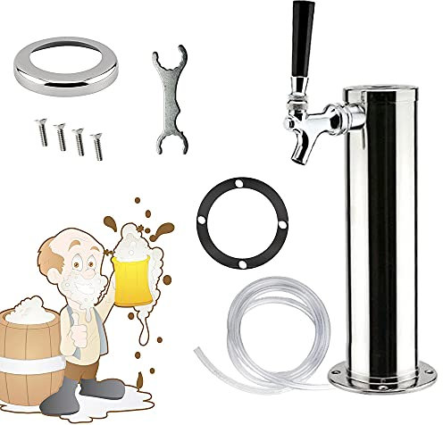 Vinnyooc - Dispensador de cerveza de acero inoxidable, torre de cerveza con grifo único, dispensador de bebidas, vasos de cerveza portátil para bares casas hoteles restauran