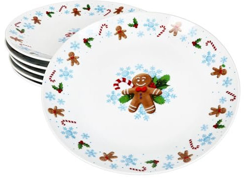 MamboCat Candyman Lot de 6 assiettes à dessert I Petites assiettes à petit-déjeuner en porcelaine pour 6 personnes avec décor de Noël bleu glacé I Vaisselle pour Noël, l'Avent et Saint-Nicolas