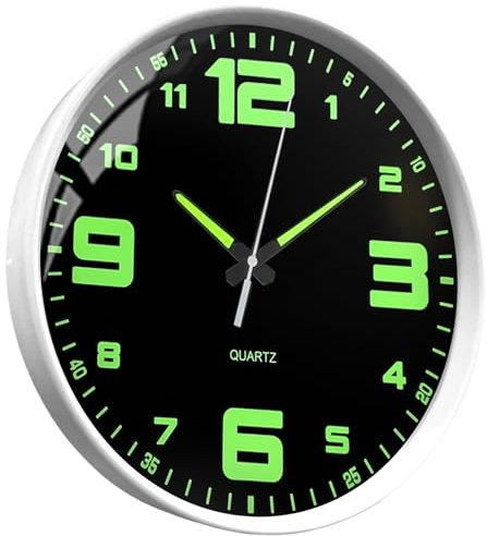 GOMETY Leuchtende Wanduhr, 30cm Geräuschlos Nachtlicht Wanduhren, Lautlos Quarz Wanduhr Batteriebetrieben, Einfach zu Groß Lesen für Zimmer Zuhause Schlafzimmer Büro Schule Küche