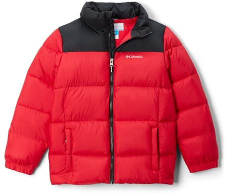 Columbia Chaqueta Puffect 2 para niños, chaqueta acolchada, rojo montaña, negro, talla XS