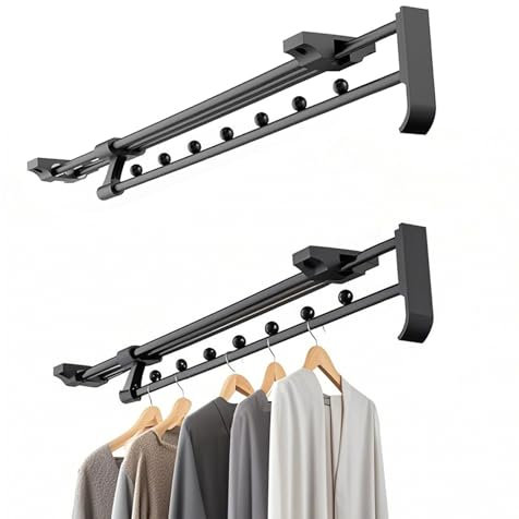 HEIYUET 2 Stück 40 cm Ausziehbare Kleiderstange Schrank, Schwarz Teleskopstange Kleiderstange zum Herausziehen der Kleiderbügel Verstellbarer Kleiderschrank, bis zu 71,5cm ausziehbar