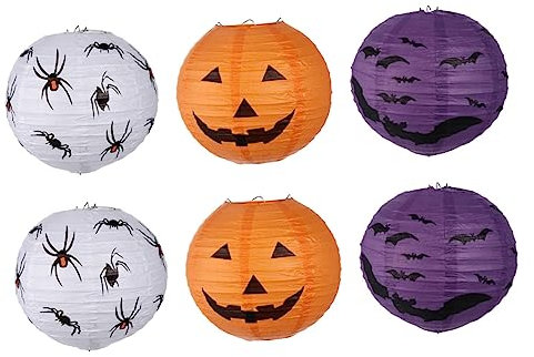 DOITOOL 6pcs Halloween Paper Lanterns Folding Decorations Outdoor Hanging Lanterns