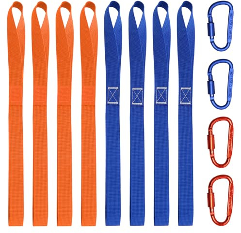 8 Pièces Sangles d'Arrimage Strap Moto Remorque, Sangle Moto Remorque 2,5cm × 40,5cm avec 4 Mousquetons à vis, Sangles de Fixation pour Le Transport de Motos, de Bagages, de vélos, de Scooters