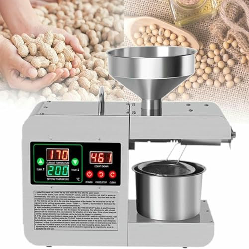 Pressa per olio automatica in acciaio inossidabile - Pressa per olio elettrica commerciale con temperatura regolabile, per la produzione di olio di arachidi, soia, colza