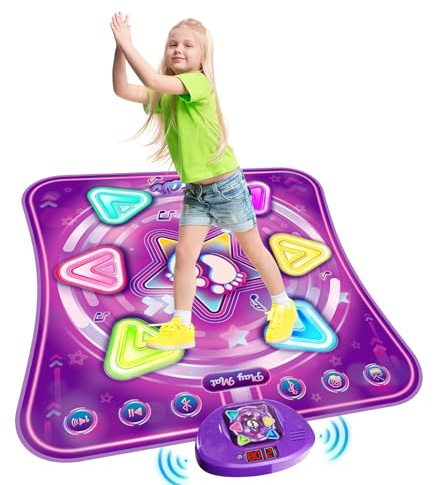 Alfombra de Baile Juguete Niña 3 4 5 6 7 8 9 Música Alfombrilla de Baile con 6 Flechas de Luz LED y Inalámbrico Bluetooth,Alfombra de Baile,Navidad Cumpleaños Regalos para Niñas Niños 3+años (B)