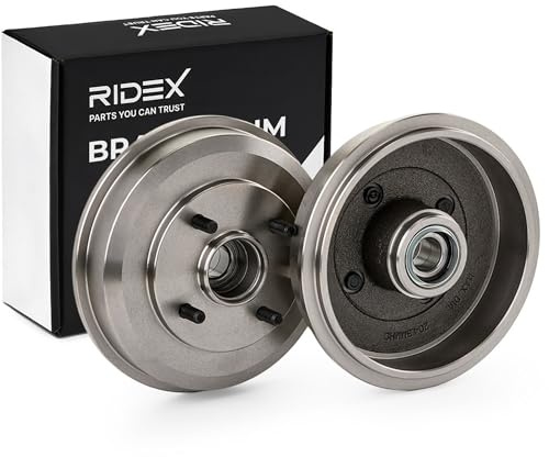 RIDEX 123B0230 2x Tambor de freno Trasero con apoyo sin anillo sensor ABS Compatible con FORD Focus Mk1 Hatchback DAW, DBW