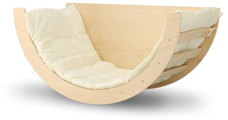Deryan Montessori Arco da Arrampicata 2 in 1 per Bambini, Parco Giochi con Cuscino, 3-8 anni (Naturale/Legno)