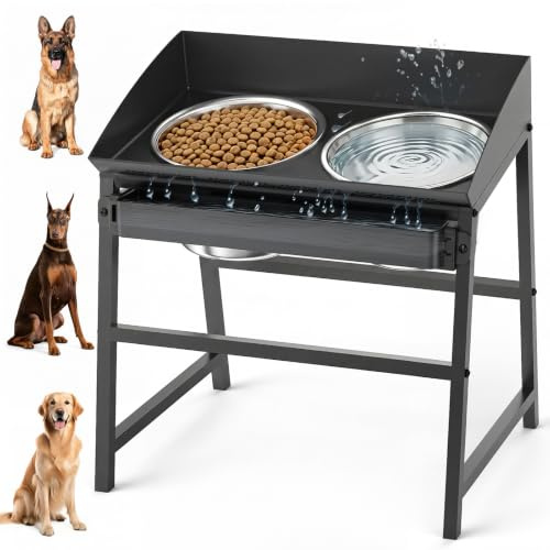 Bobbie & Laxi 15 Tilted Elevated Dog Bowl, Spill-Proof with Plastic Guard