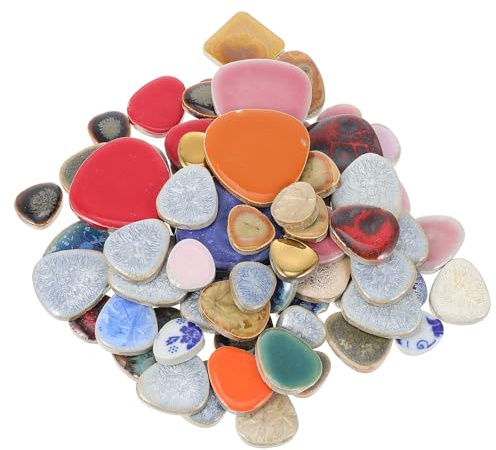 Cabilock Materiale per Piastrelle Fai da Te 500g in Ceramica a Forma di Ciottoli Irregolari Colorati, Pietre per Mosaici Artigianali Finitura Lucida, per Decorazioni Creative e Regali