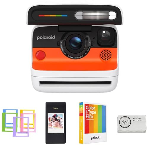 Polaroid Flip Instant Camera Color Starter Set | White, 8 Exposures Bundle with Photo Album & Colored Frames + Cleaning Cloth (3 Items)