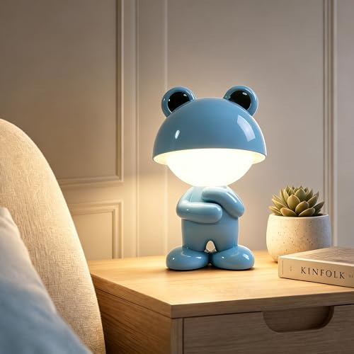 Woukksy Luz Nocturna Infantil, RGB Lampara de Mesita de Noche Táctil Brillo Ajustable, Luz Mesita de Noche con Forma de Rana 7 Modos Recargable, Lámpara Noche para Niños Sin Cable Regalo para Niño