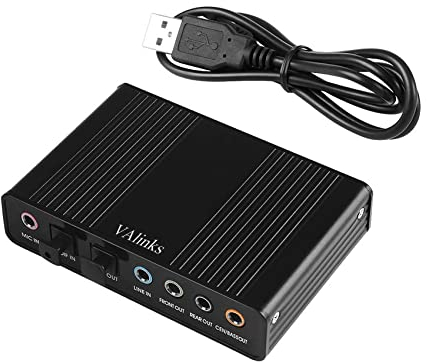 VAlinks USB 2.0 External Sound Card 6 Channel 5.1 Surround Optical S/PDIF Audio Sound Card Adapter for PC Laptop Recording Compatible with Windows 10/8 / 7/ XP