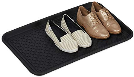 Relaxdays 4X Poggiascarpe, Vaschetta per Scarpe Bagnate, con Bordi, per Corridoio, Armadio, Auto, Pulizia, 3x60x40 cm, Nero
