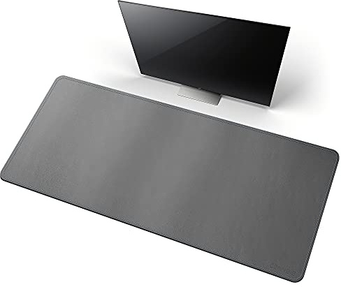 CENNBIE Leather Desk Mat,120X50cm Extra Large Desk Pad Blotter Protector, Extended Non-Slip Mouse Pad, Waterproof PU Leather Desk Mat on top of desks Large for Office and Home (Grey)