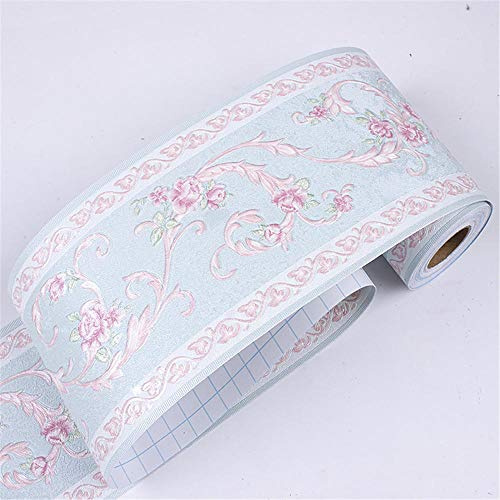 GouieRylin Wall Border-Autoadesivo adesiva muro decorativa Fiore blu 10.6cm X 500CM