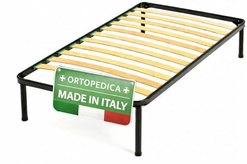 Leonardo - rete letto singolo 80cmx190cm - doghe in legno multistrato con telaio in acciaio - prodotto ORTOPEDICO.
