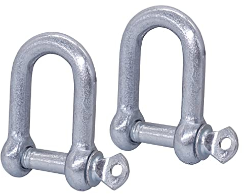 Lot de 2 manilles en acier galvanisé de 8 mm - Clip de manille avec goupille - Verrouillage de manille à anneau en D - Riggement robuste (2 pièces, 8 mm)