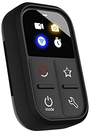 Andoer Drahtlose Smart-Fernbedienung, Ersatz für GoPro Hero 10/9/8/Max, LED, bunter Bildschirm, eingebauter Akku, 50 m Reichweite, mit Stick-Halterung, Handschlaufe, USB-Ladekabel